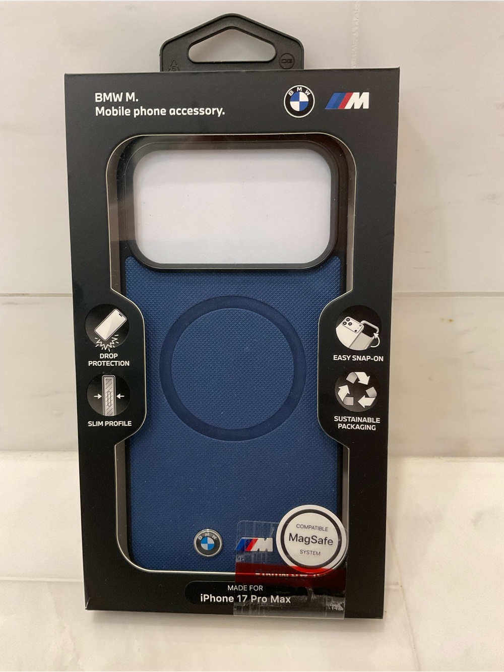 NIB BMW “M” Apple iPhone 17 PRO MAX Polycarbonate Phone Case MATTE TEXTURED BLUE